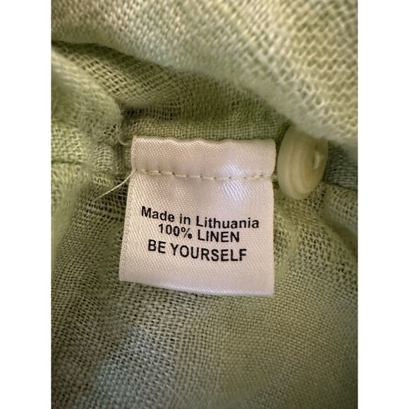 FLAX Shirt Women’s P 100% Linen Button Front Top Light Green Long Sleeve - Picture 6 of 9